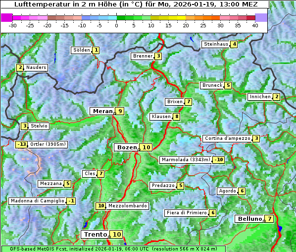 Temperatur, 19. 1. 2026