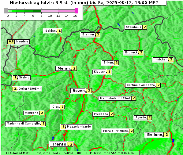 Niederschlag, 13. 9. 2025
