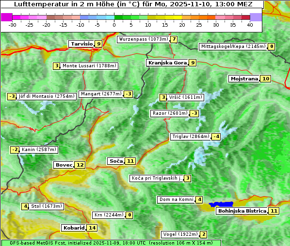 Temperatur, 10. 11. 2025