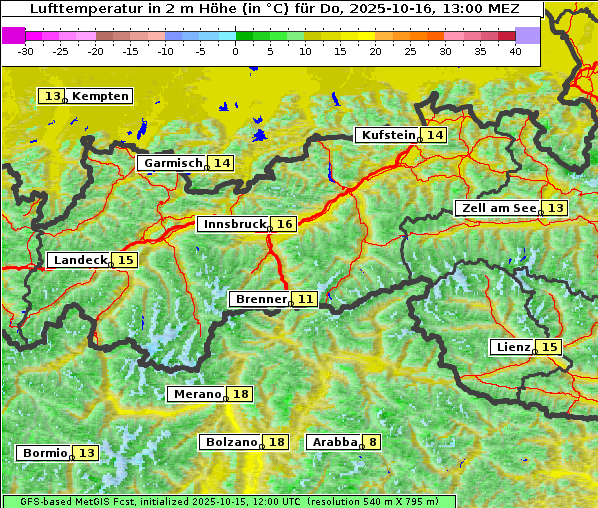Temperatur, 16. 10. 2025
