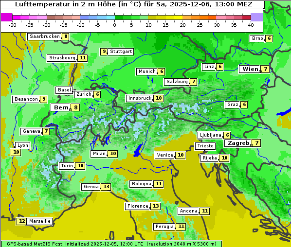 Temperatur, 6. 12. 2025