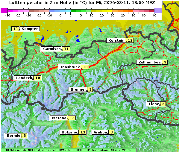 Temperatur, 11. 3. 2026