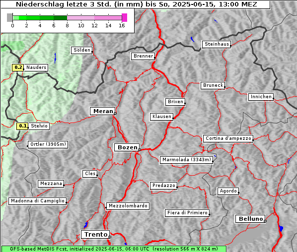 Niederschlag, 15. 6. 2025