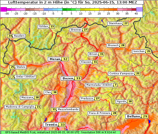Temperatur, 15. 6. 2025