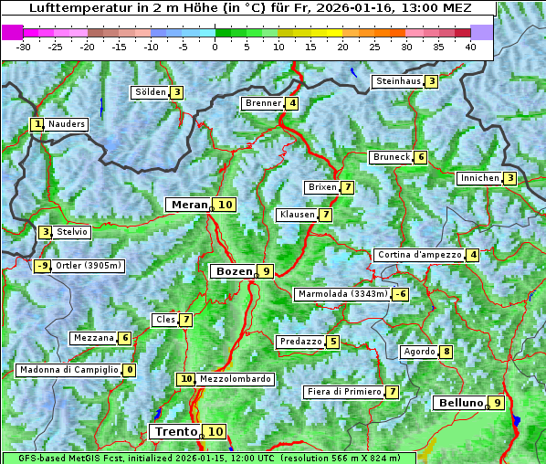 Temperatur, 16. 1. 2026