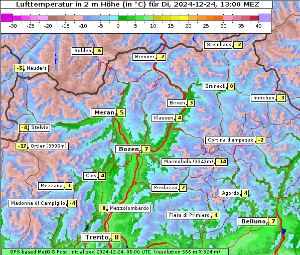 Temperatur, 24. 12. 2024