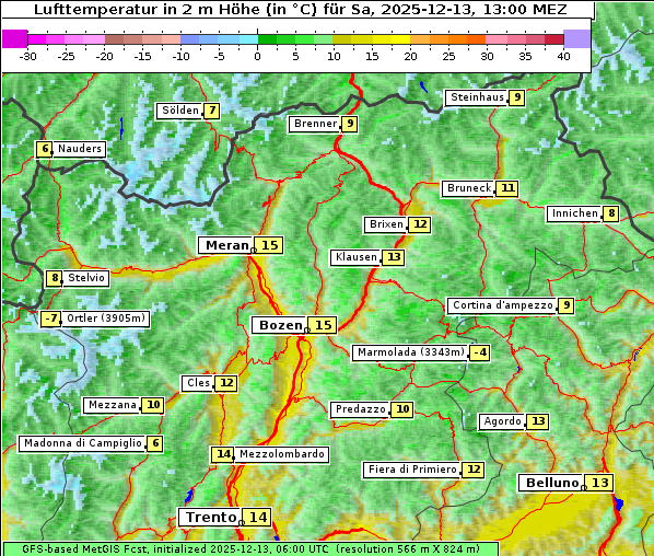 Temperatur, 13. 12. 2025