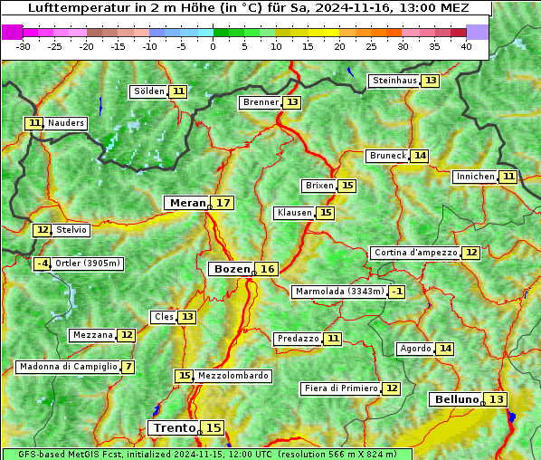 Temperatur, 16. 11. 2024