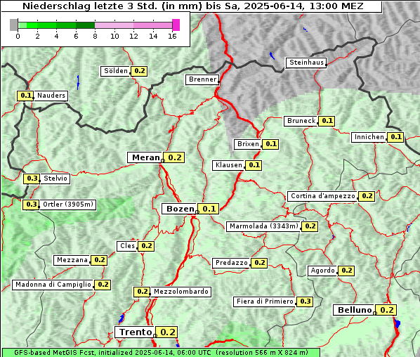 Niederschlag, 14. 6. 2025
