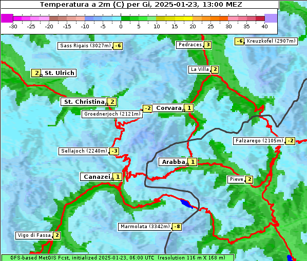 Temperatur, 23. 1. 2025