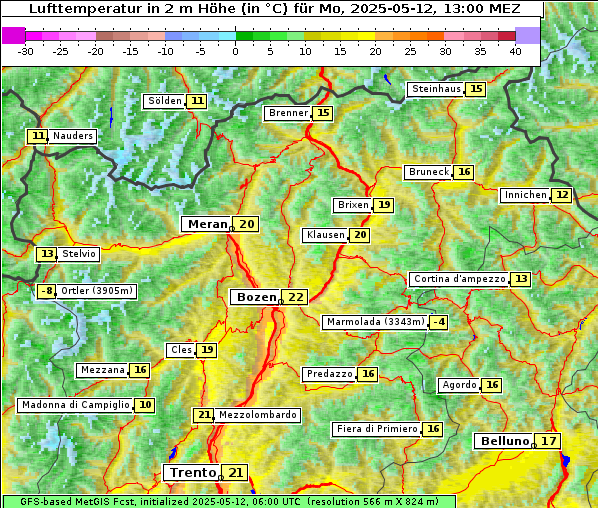 Temperatur, 12. 5. 2025