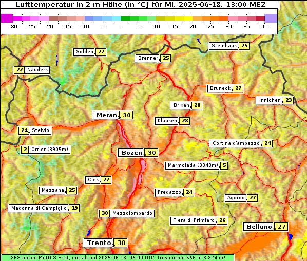 Temperatur, 18. 6. 2025