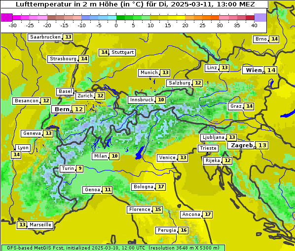 Temperatur, 11. 3. 2025