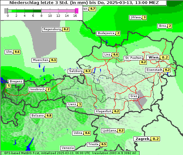 Niederschlag, 13. 3. 2025