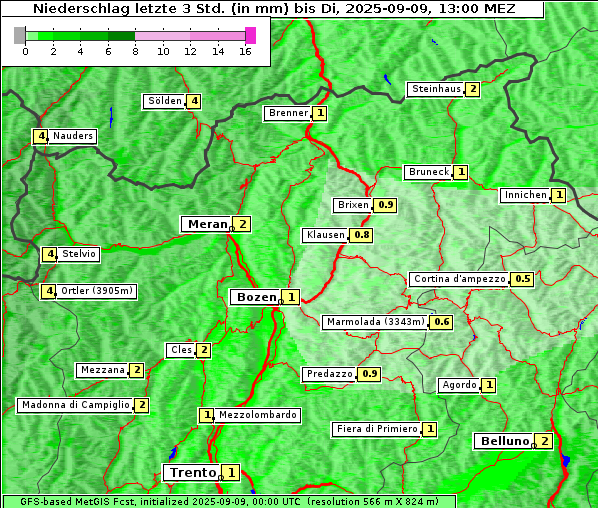 Niederschlag, 9. 9. 2025