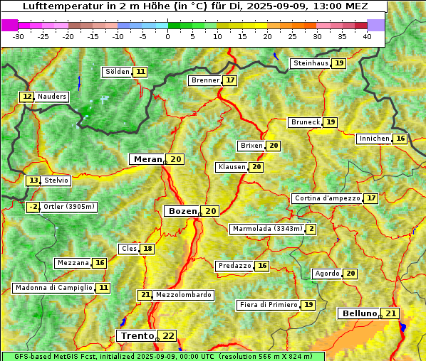 Temperatur, 9. 9. 2025