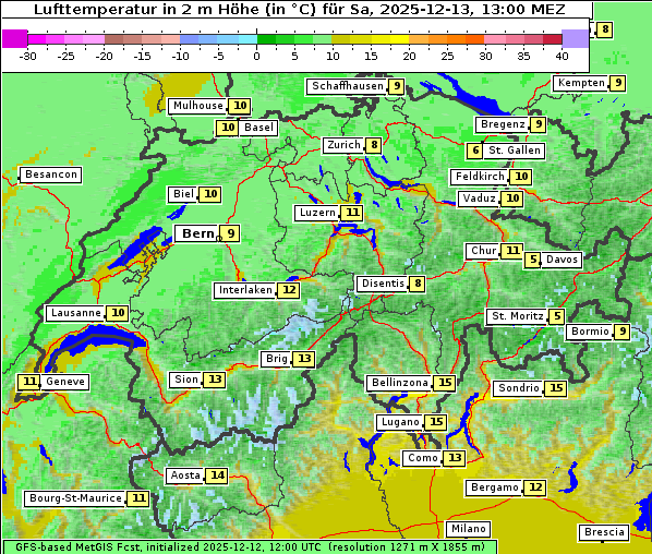 Temperatur, 13. 12. 2025
