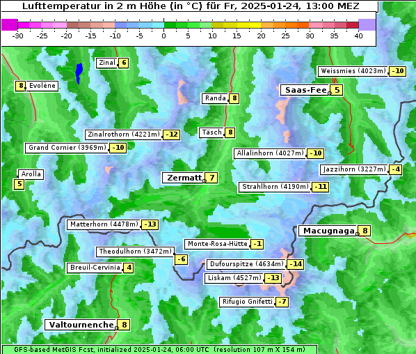 Temperatur, 24. 1. 2025