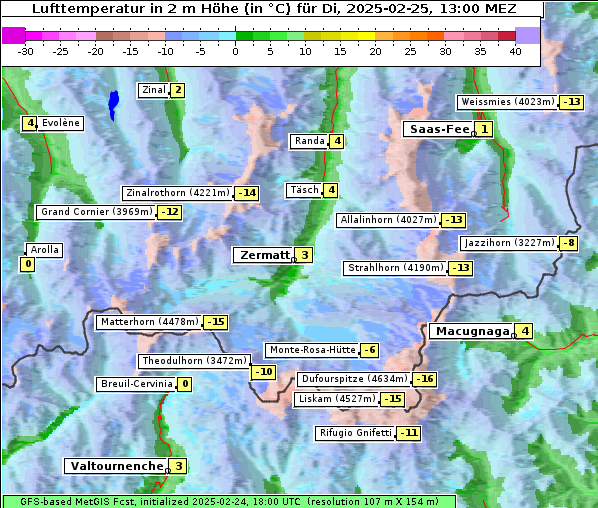 Temperatur, 25. 2. 2025