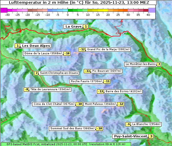 Temperatur, 23. 11. 2025