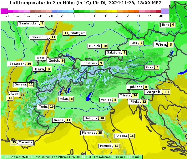 Temperatur, 26. 11. 2024