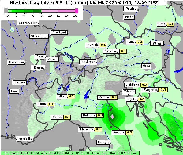 Niederschlag, 15. 4. 2026