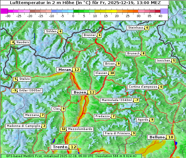 Temperatur, 19. 12. 2025
