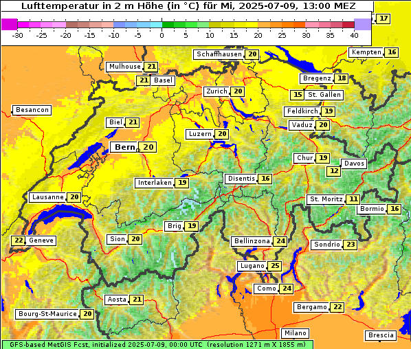 Temperatur, 9. 7. 2025