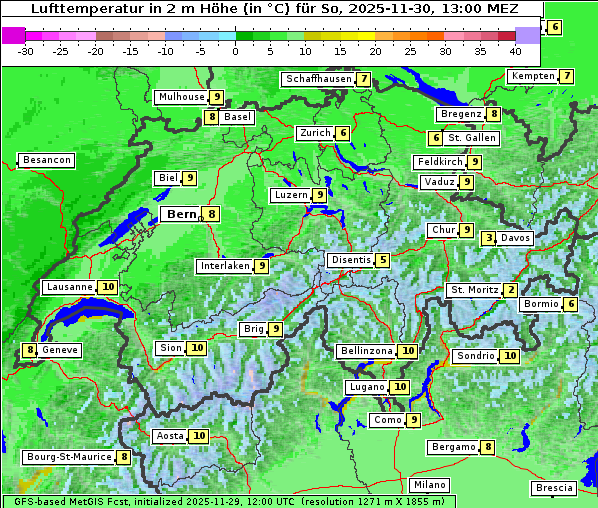 Temperatur, 30. 11. 2025