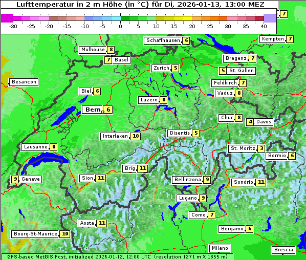 Temperatur, 13. 1. 2026