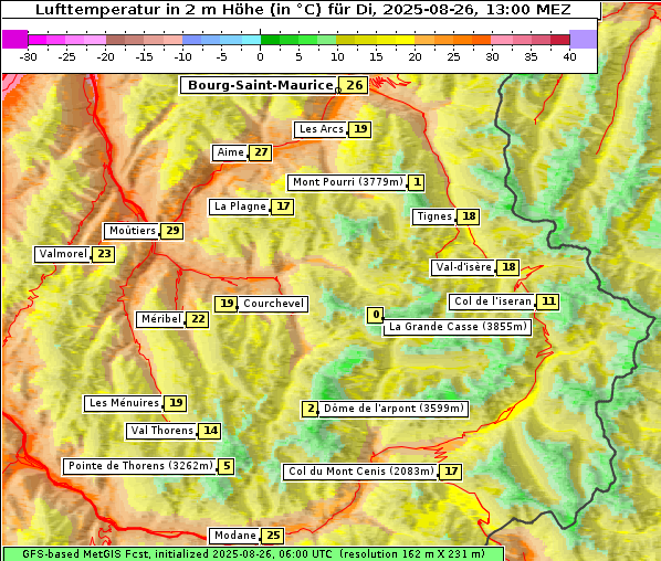 Temperatur, 26. 8. 2025