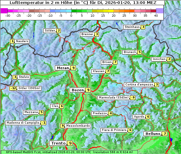 Temperatur, 20. 1. 2026