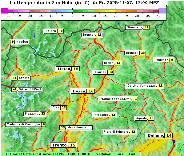Temperatur, 7. 11. 2025