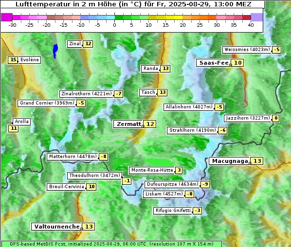Temperatur, 29. 8. 2025
