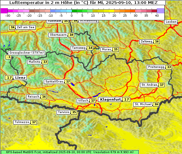 Temperatur, 10. 9. 2025