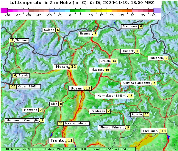 Temperatur, 19. 11. 2024