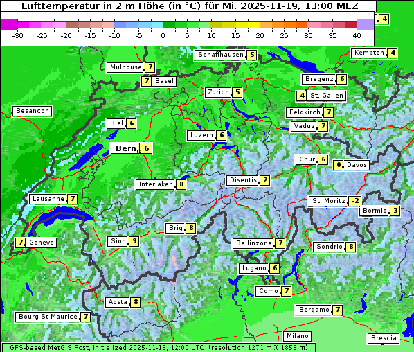 Temperatur, 19. 11. 2025