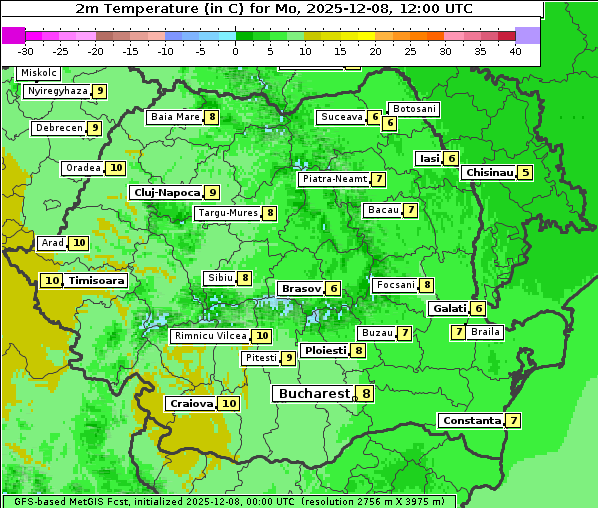Temperatur, 8. 12. 2025