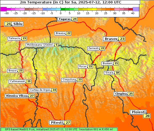 Temperatur, 12. 7. 2025