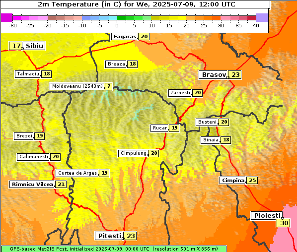 Temperatur, 9. 7. 2025