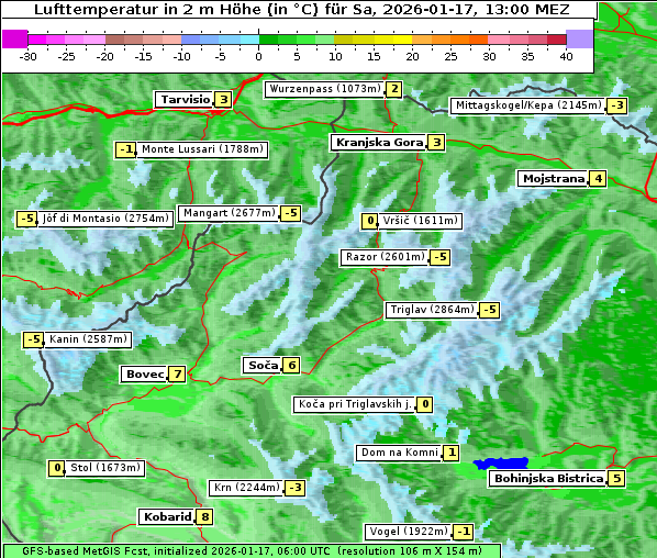 Temperatur, 17. 1. 2026
