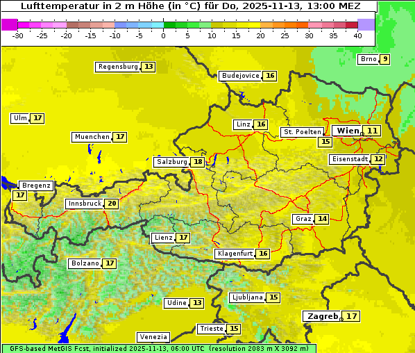 Temperatur, 13. 11. 2025