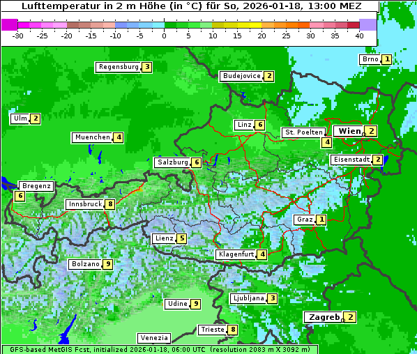 Temperatur, 18. 1. 2026
