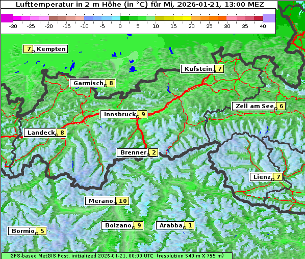 Temperatur, 21. 1. 2026