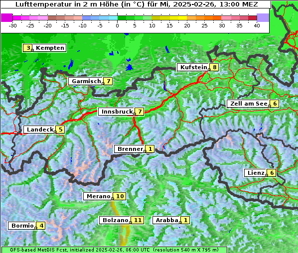 Temperatur, 26. 2. 2025