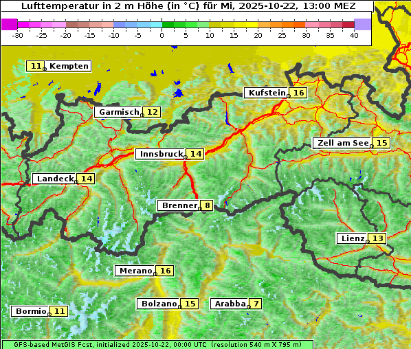 Temperatur, 22. 10. 2025