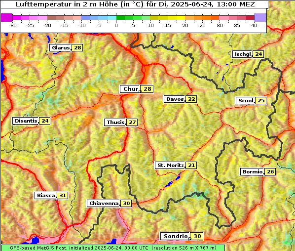 Temperatur, 24. 6. 2025
