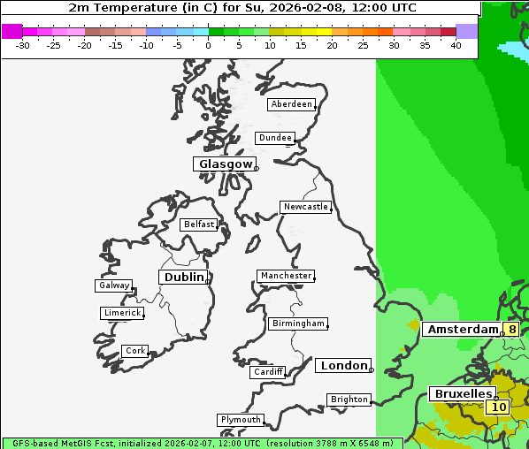Temperatur, 8. 2. 2026