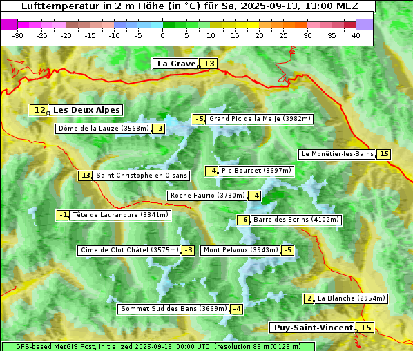 Temperatur, 13. 9. 2025