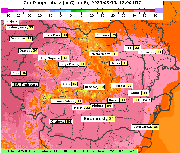 Temperatur, 15. 8. 2025